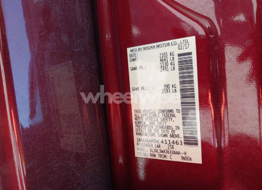 Photo 9 of 2017 Nissan Maxima 3.5 SV (VIN 1N4AA6APOHC411463)