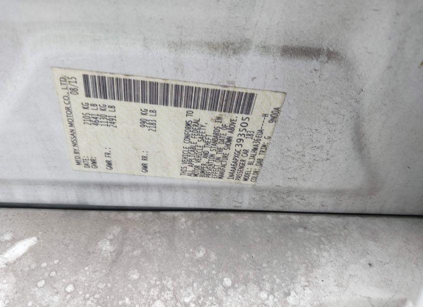 Photo 9 of 2016 Nissan Maxima 3.5 PLATINUM/3.5 S/3.5 SL/3.5 SR/3.5 SV (VIN 1N4AA6APXGC393505)