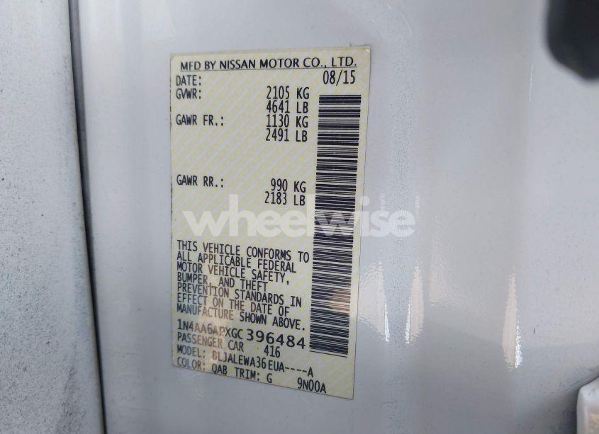 Photo 9 of 2016 Nissan Maxima 3.5 SL (VIN 1N4AA6APXGC396484)