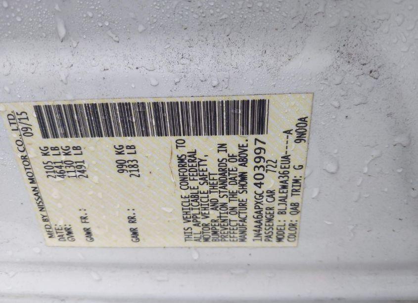 Photo 9 of 2016 Nissan Maxima 3.5 SL (VIN 1N4AA6APXGC403997)