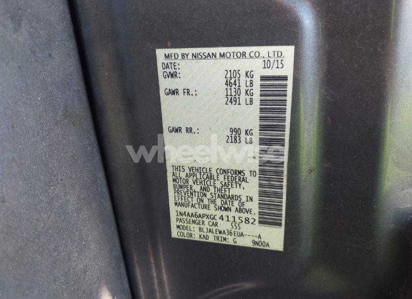 Photo 9 of 2016 Nissan Maxima 3.5 SL (VIN 1N4AA6APXGC411582)