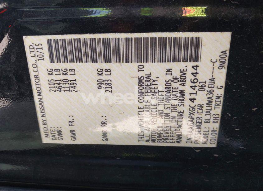 Photo 9 of 2016 Nissan Maxima 3.5 PLATINUM (VIN 1N4AA6APXGC414644)