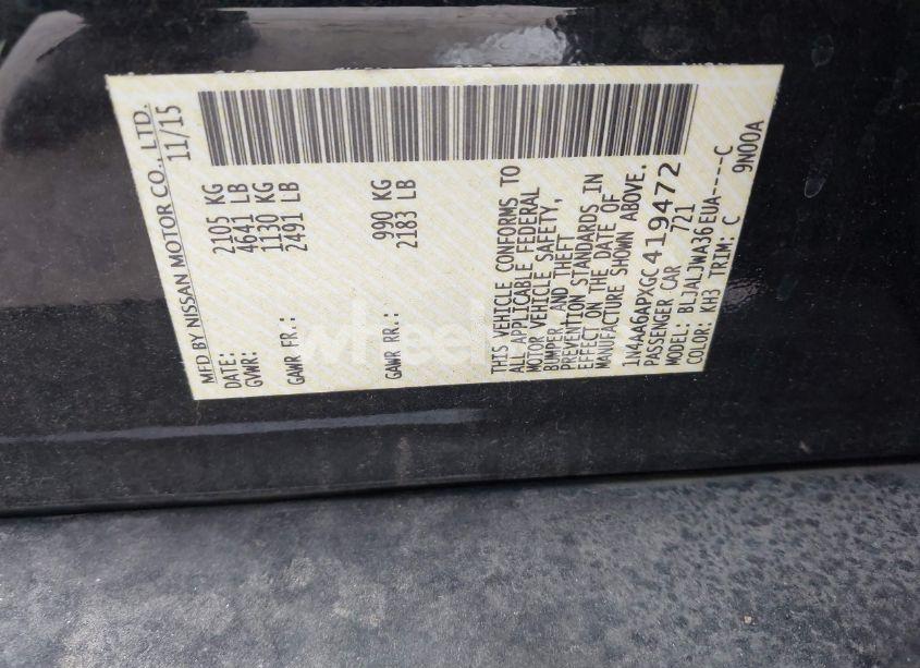 Photo 9 of 2016 Nissan Maxima 3.5 SV (VIN 1N4AA6APXGC419472)