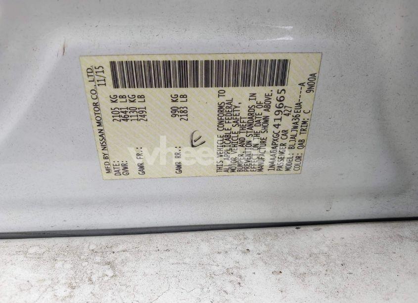 Photo 9 of 2016 Nissan Maxima 3.5 SV (VIN 1N4AA6APXGC419665)