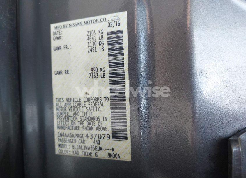 Photo 9 of 2016 Nissan Maxima 3.5 SV (VIN 1N4AA6APXGC437079)