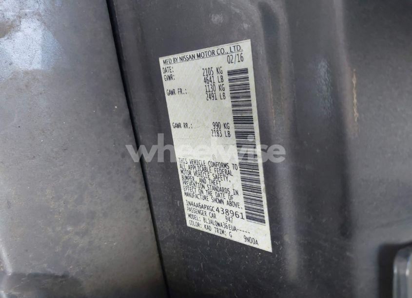 Photo 9 of 2016 Nissan Maxima 3.5 PLATINUM/3.5 S/3.5 SL/3.5 SR/3.5 SV (VIN 1N4AA6APXGC438961)