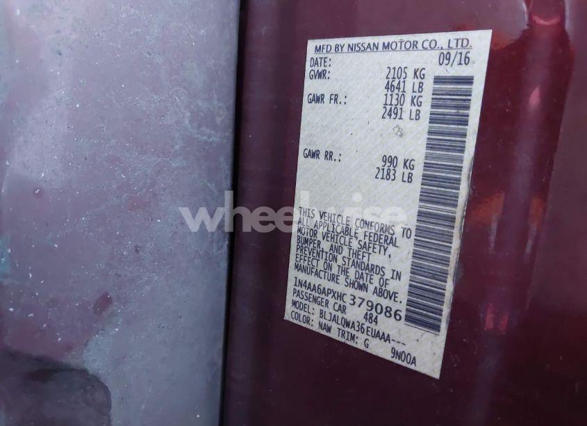 Photo 9 of 2017 Nissan Maxima 3.5 PLATINUM/3.5 S/3.5 SL/3.5 SR/3.5 SV (VIN 1N4AA6APXHC379086)
