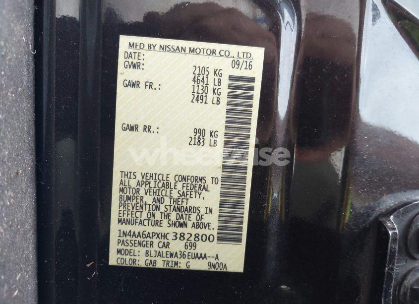 Photo 9 of 2017 Nissan Maxima 3.5 SL (VIN 1N4AA6APXHC382800)