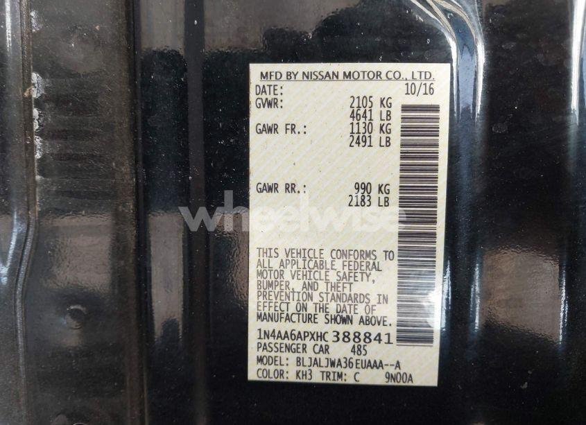 Photo 9 of 2017 Nissan Maxima 3.5 SV (VIN 1N4AA6APXHC388841)