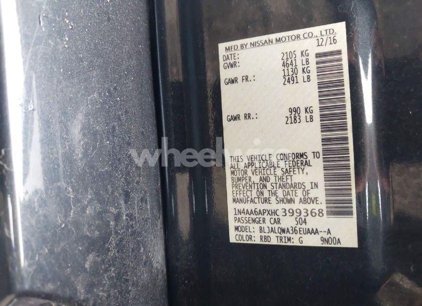 Photo 9 of 2017 Nissan Maxima 3.5 S (VIN 1N4AA6APXHC399368)