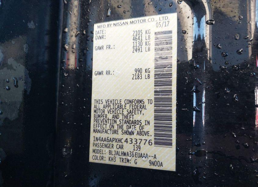 Photo 9 of 2017 Nissan Maxima 3.5 PLATINUM (VIN 1N4AA6APXHC433776)