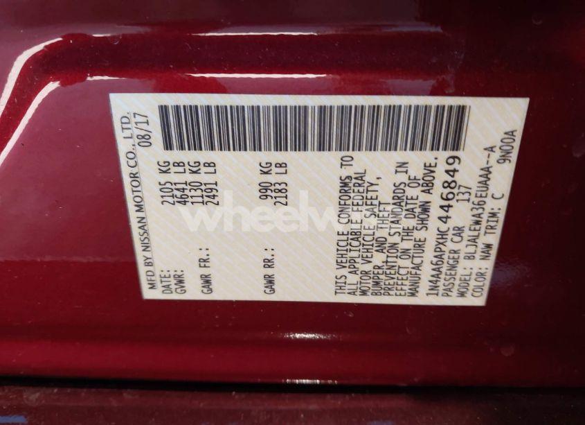 Photo 9 of 2017 Nissan Maxima 3.5 SL (VIN 1N4AA6APXHC446849)