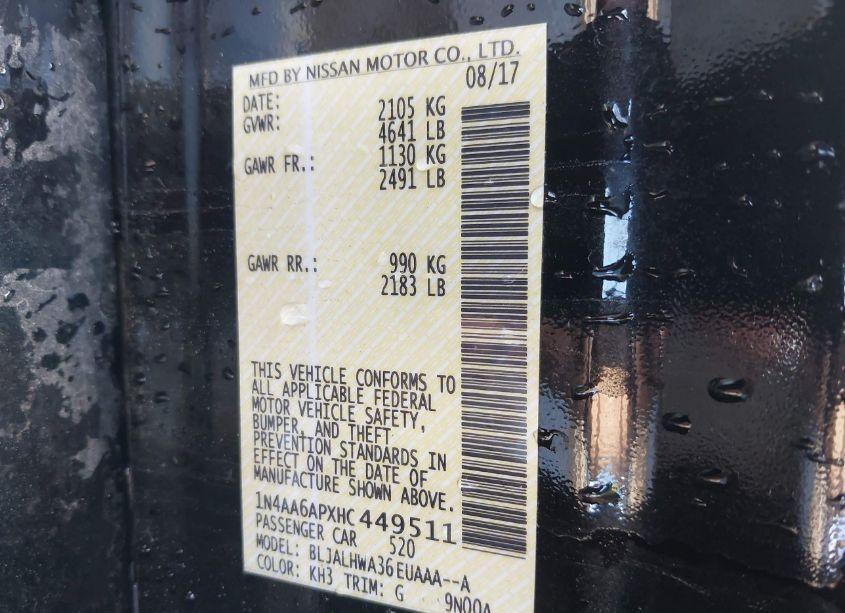 Photo 9 of 2017 Nissan Maxima 3.5 PLATINUM (VIN 1N4AA6APXHC449511)