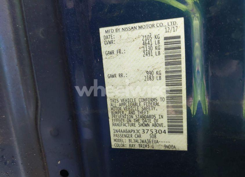 Photo 9 of 2018 Nissan Maxima 3.5 SV (VIN 1N4AA6APXJC375304)