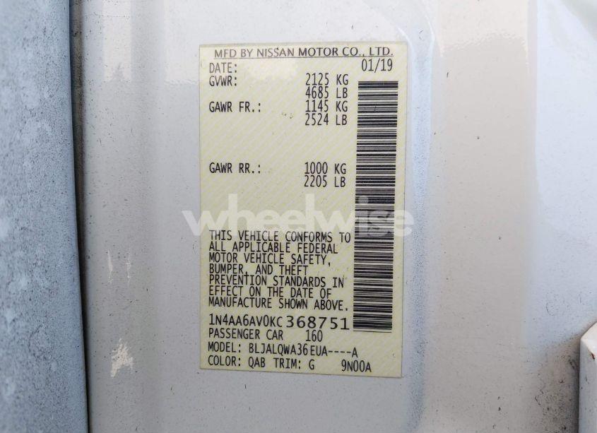 Photo 9 of 2019 Nissan Maxima 3.5 S (VIN 1N4AA6AV0KC368751)