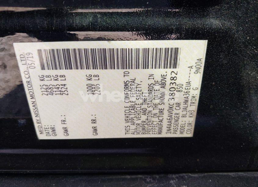 Photo 9 of 2019 Nissan Maxima 3.5 PLATINUM (VIN 1N4AA6AV0KC380382)