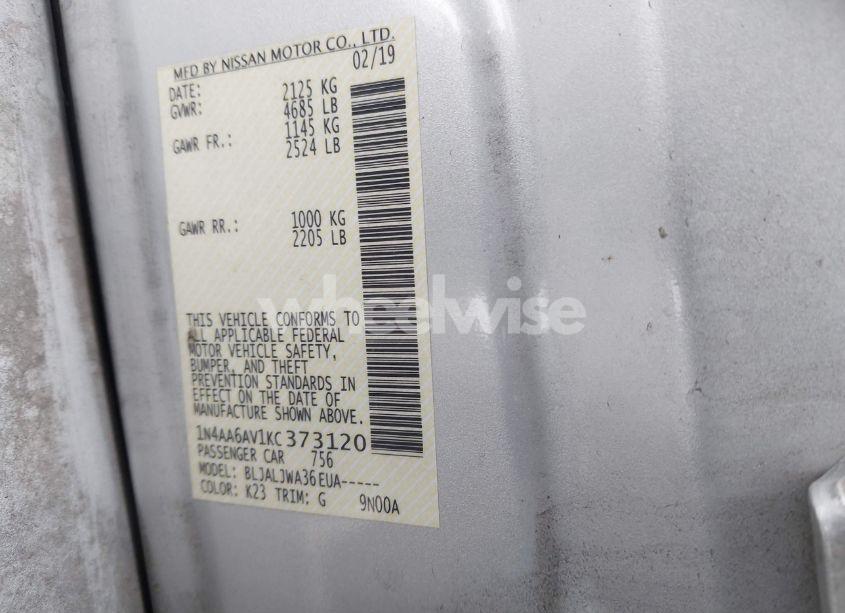 Photo 9 of 2019 Nissan Maxima 3.5 SV (VIN 1N4AA6AV1KC373120)