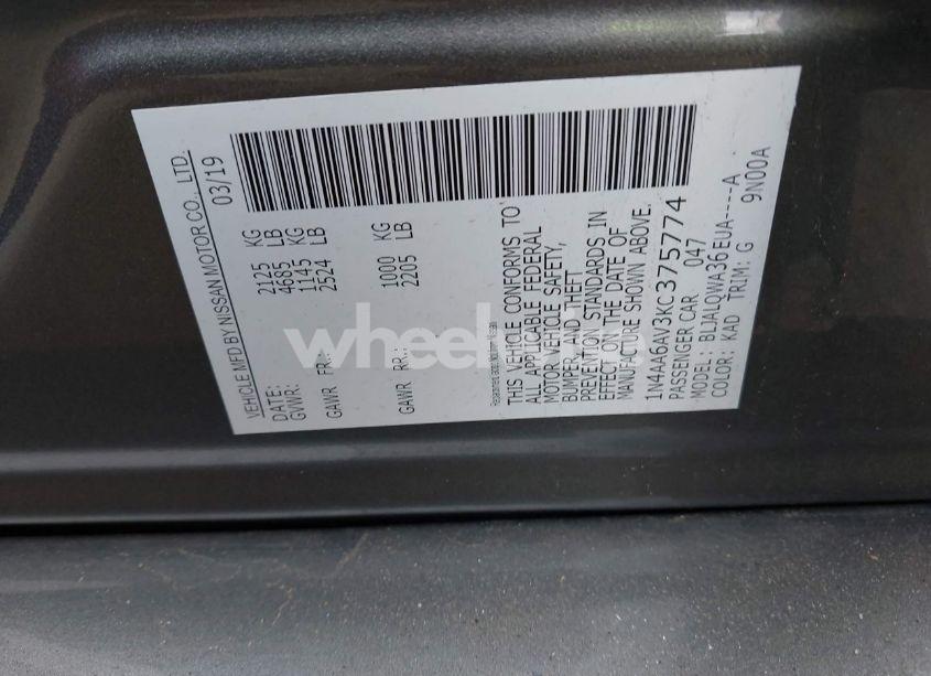 Photo 9 of 2019 Nissan Maxima 3.5 S (VIN 1N4AA6AV3KC375774)