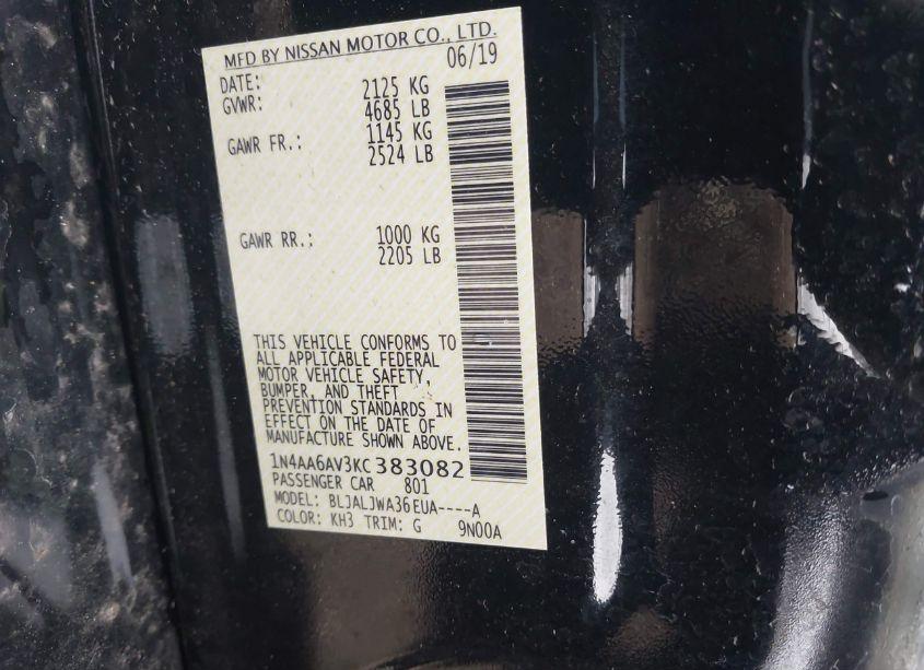 Photo 9 of 2019 Nissan Maxima 3.5 SV (VIN 1N4AA6AV3KC383082)