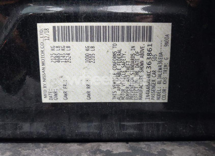 Photo 9 of 2019 Nissan Maxima 3.5 SL (VIN 1N4AA6AV4KC363861)