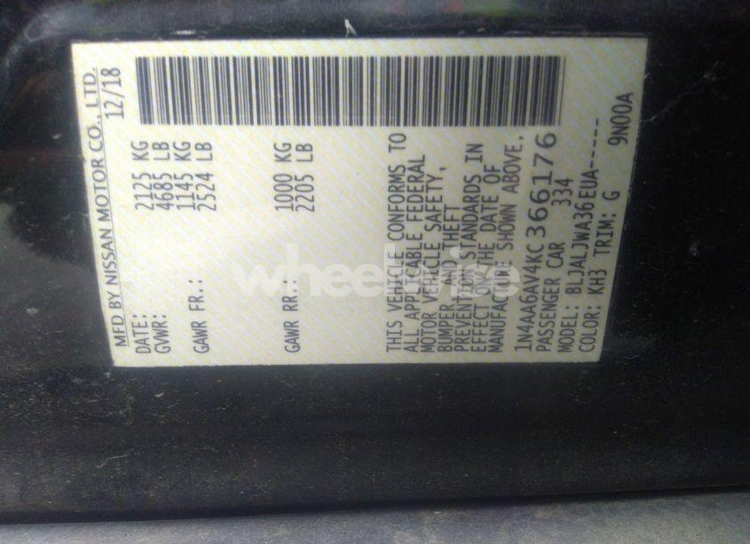 Photo 9 of 2019 Nissan Maxima 3.5 SV (VIN 1N4AA6AV4KC366176)