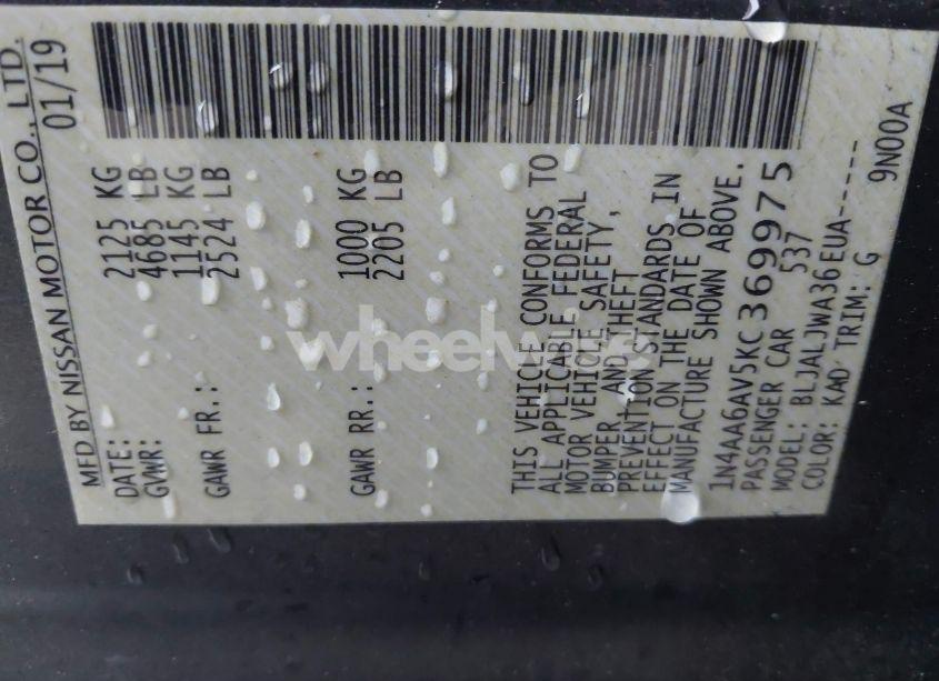 Photo 9 of 2019 Nissan Maxima 3.5 SV (VIN 1N4AA6AV5KC369975)