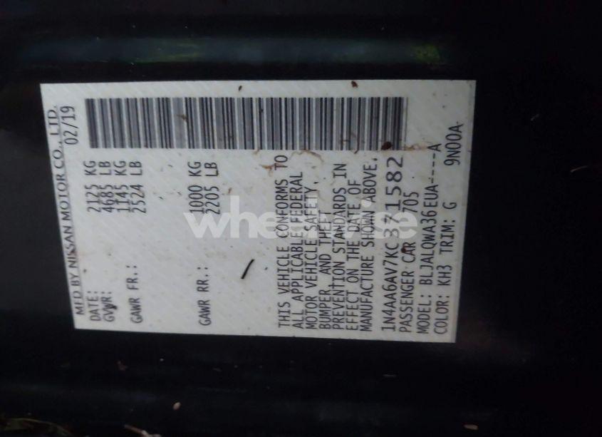 Photo 9 of 2019 Nissan Maxima 3.5 S (VIN 1N4AA6AV7KC371582)