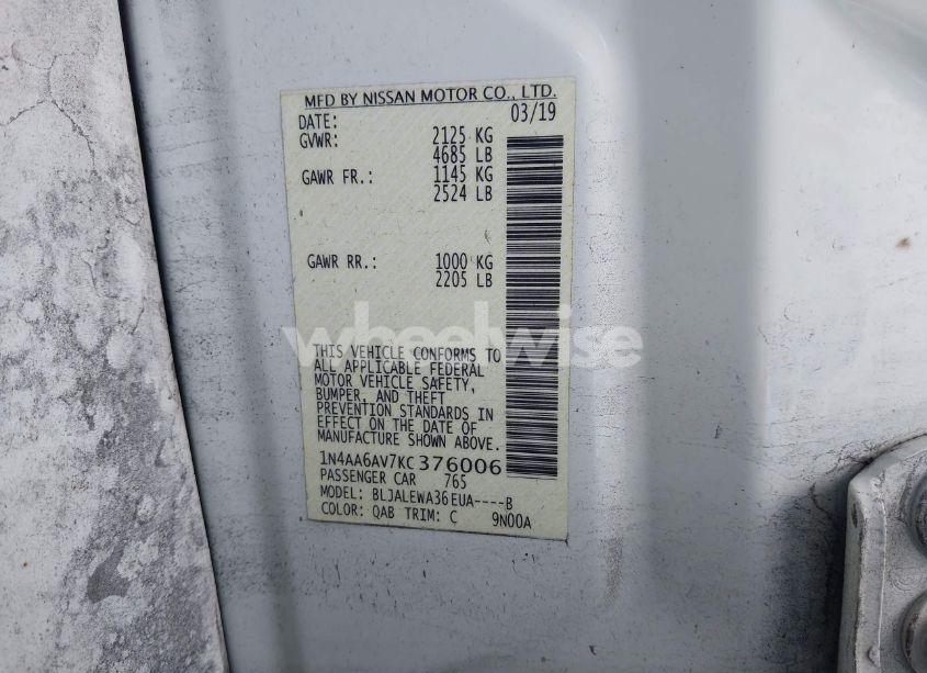 Photo 9 of 2019 Nissan Maxima 3.5 SL (VIN 1N4AA6AV7KC376006)