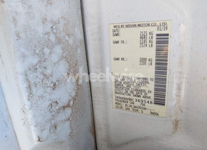 Photo 9 of 2019 Nissan Maxima 3.5 SV (VIN 1N4AA6AV8KC369548)