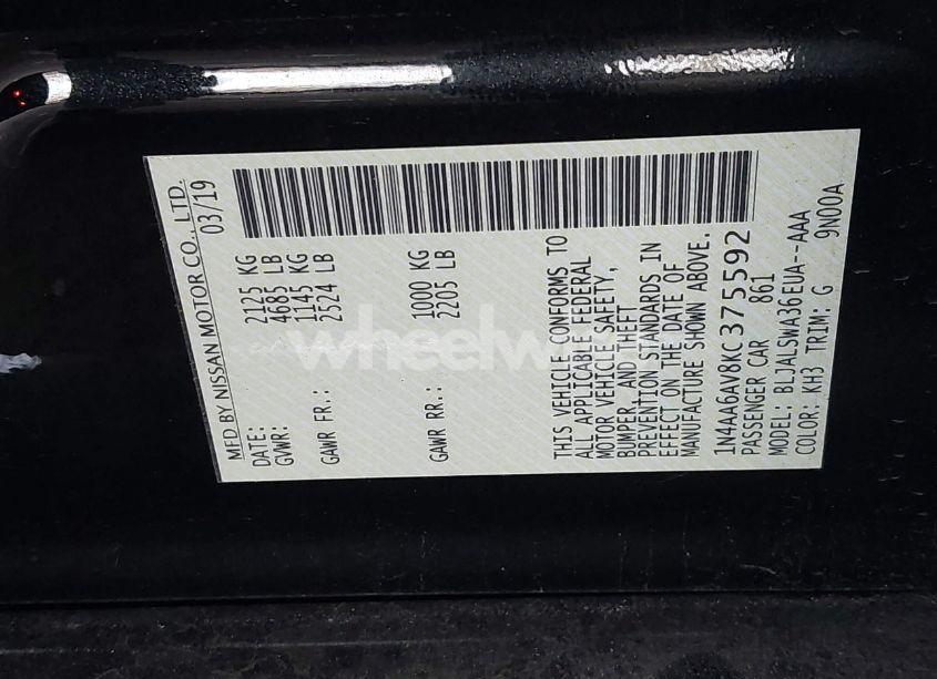 Photo 9 of 2019 Nissan Maxima 3.5 SR (VIN 1N4AA6AV8KC375592)