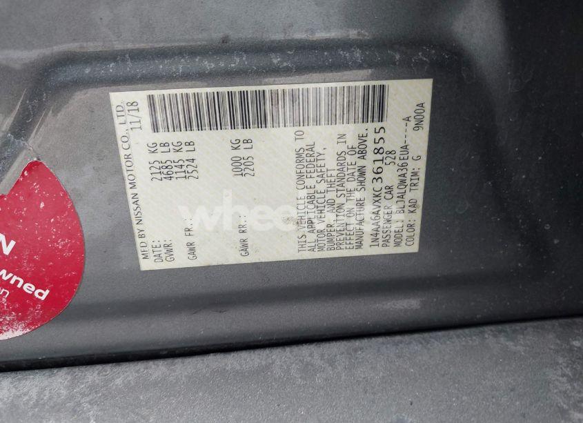 Photo 9 of 2019 Nissan Maxima 3.5 S (VIN 1N4AA6AVXKC361855)