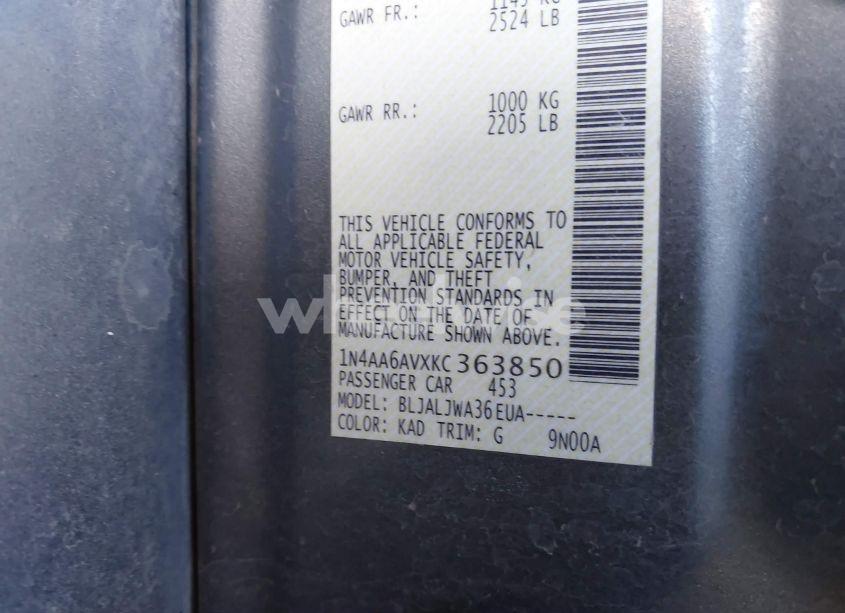 Photo 9 of 2019 Nissan Maxima 3.5 SV (VIN 1N4AA6AVXKC363850)