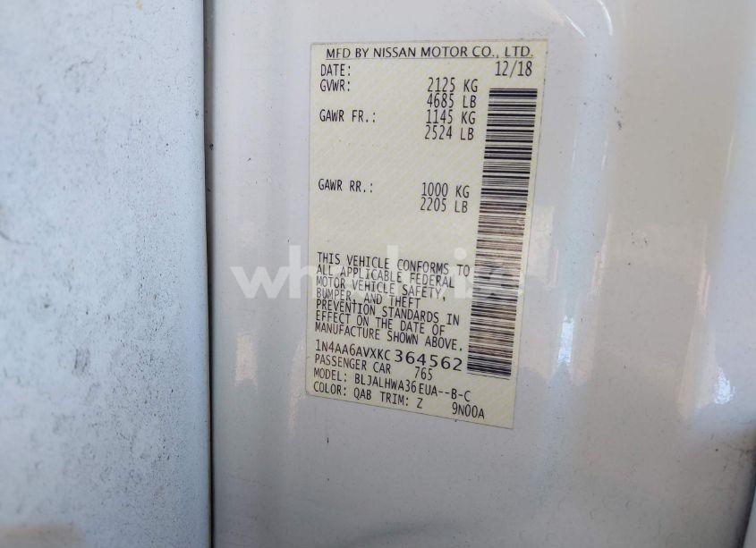 Photo 9 of 2019 Nissan Maxima 3.5 PLATINUM (VIN 1N4AA6AVXKC364562)