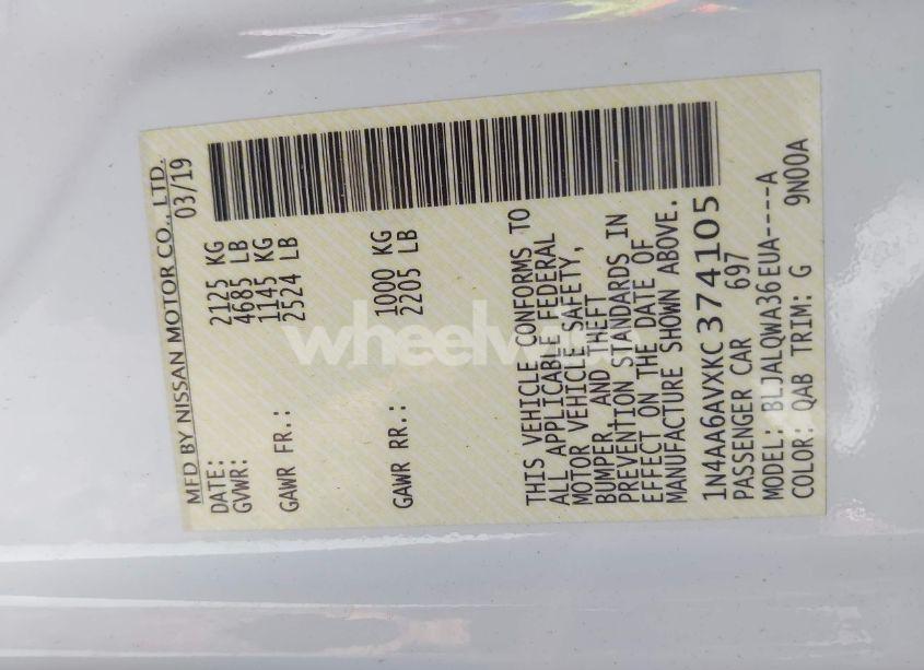 Photo 9 of 2019 Nissan Maxima 3.5 S (VIN 1N4AA6AVXKC374105)