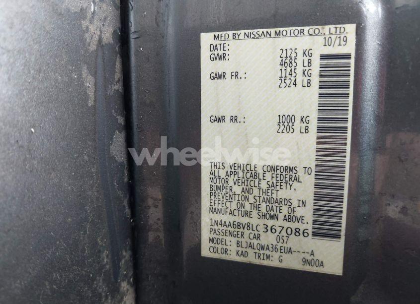 Photo 9 of 2020 Nissan Maxima S XTRONIC CVT (VIN 1N4AA6BV8LC367086)