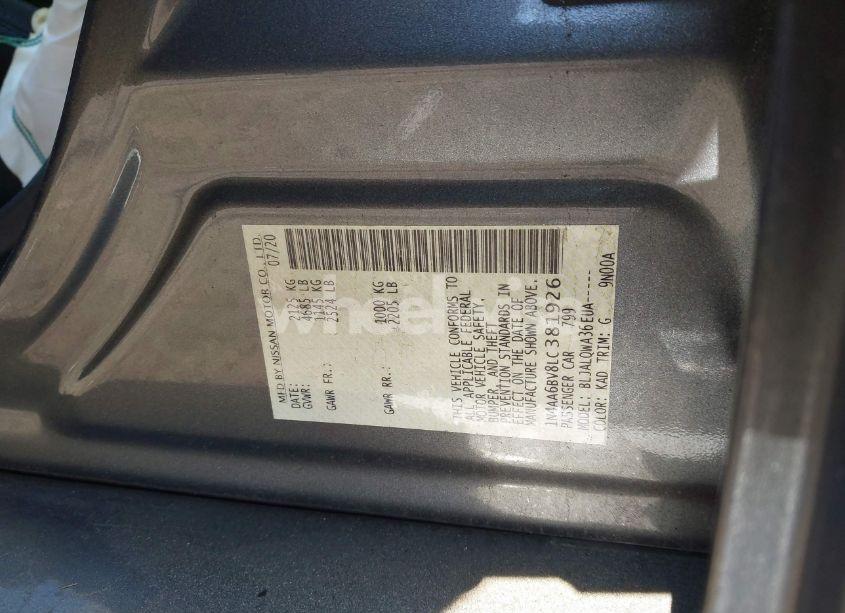 Photo 9 of 2020 Nissan Maxima S XTRONIC CVT (VIN 1N4AA6BV8LC381926)