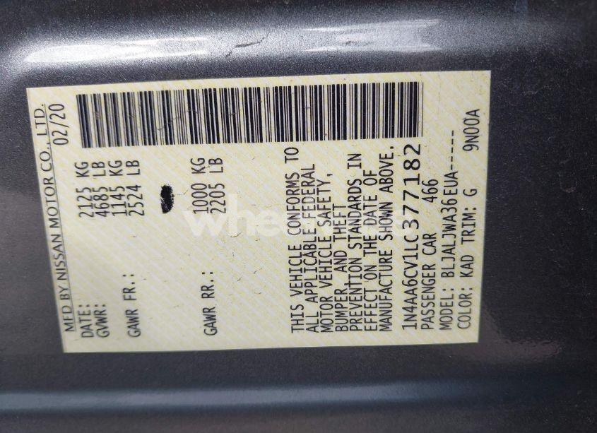 Photo 9 of 2020 Nissan Maxima SV XTRONIC CVT (VIN 1N4AA6CV1LC377182)