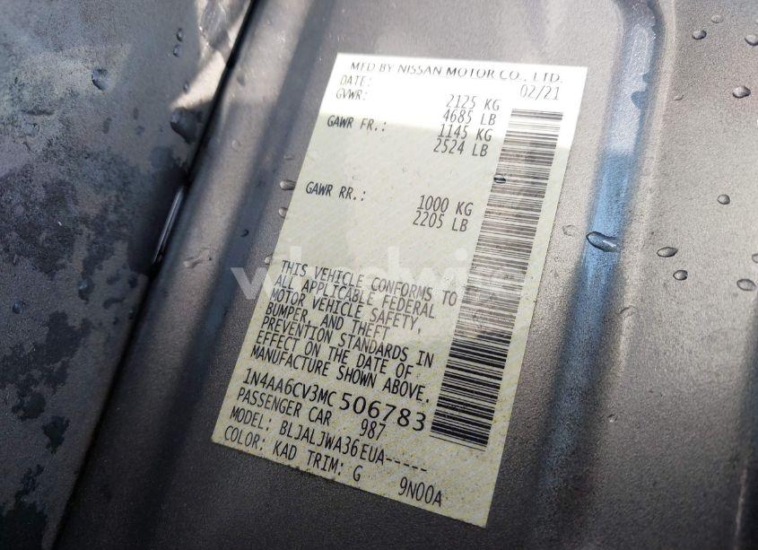 Photo 9 of 2021 Nissan Maxima SV XTRONIC CVT (VIN 1N4AA6CV3MC506783)