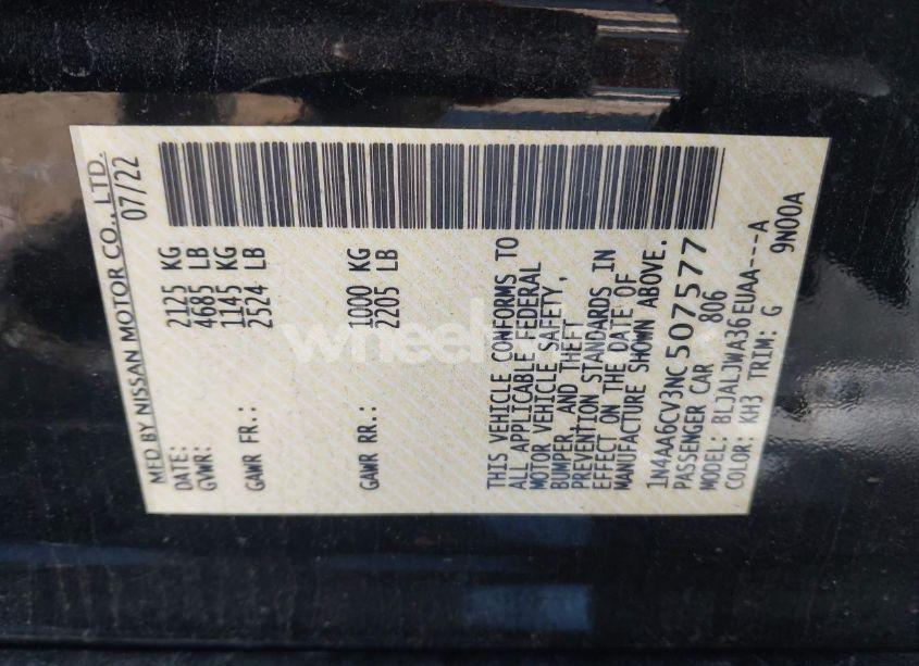 Photo 9 of 2022 Nissan Maxima SV XTRONIC CVT (VIN 1N4AA6CV3NC507577)