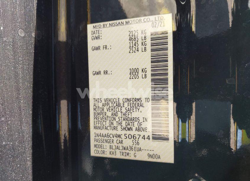 Photo 9 of 2021 Nissan Maxima SV XTRONIC CVT (VIN 1N4AA6CV4MC506744)