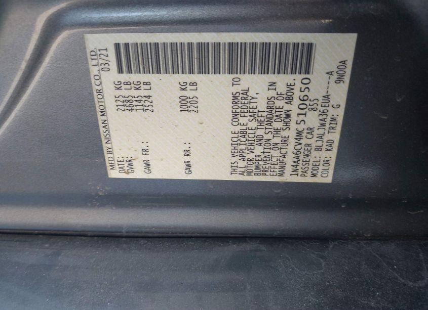 Photo 9 of 2021 Nissan Maxima SV XTRONIC CVT (VIN 1N4AA6CV4MC510650)