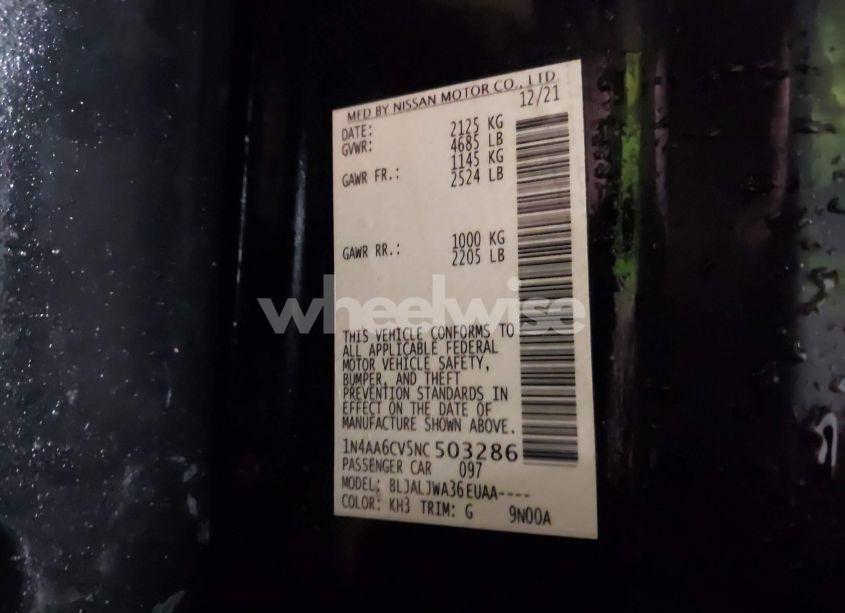 Photo 9 of 2022 Nissan Maxima SV XTRONIC CVT (VIN 1N4AA6CV5NC503286)