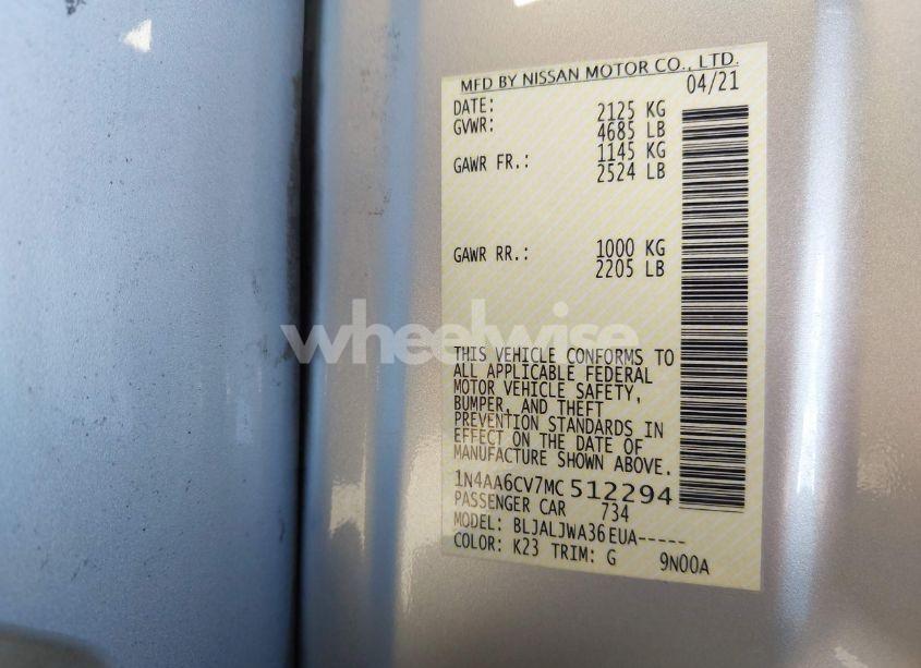 Photo 9 of 2021 Nissan Maxima SV XTRONIC CVT (VIN 1N4AA6CV7MC512294)