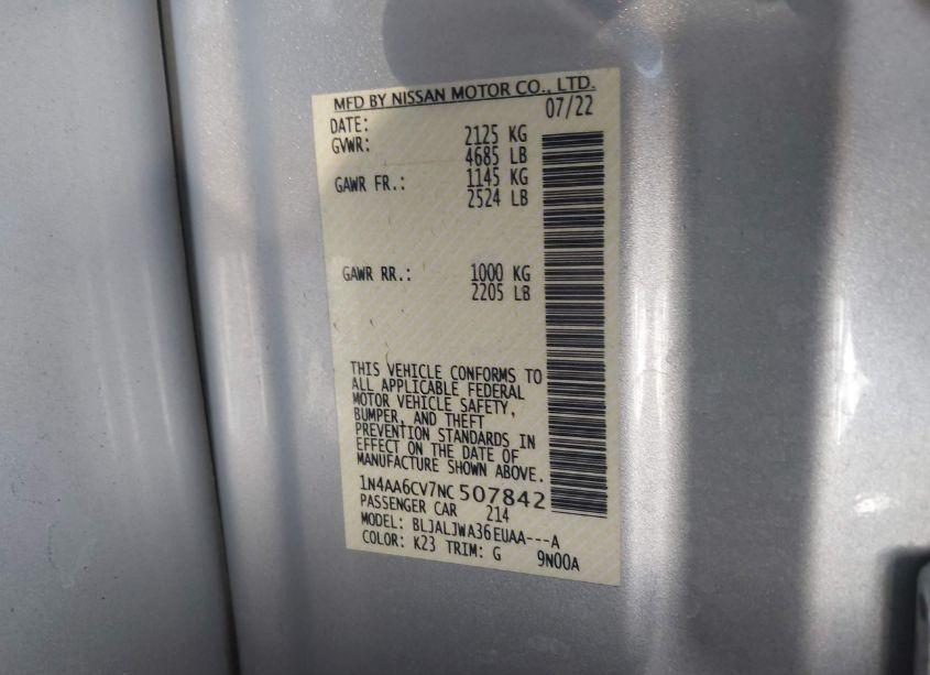 Photo 9 of 2022 Nissan Maxima SV XTRONIC CVT (VIN 1N4AA6CV7NC507842)