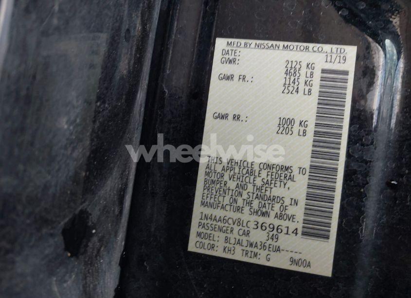 Photo 9 of 2020 Nissan Maxima SV XTRONIC CVT (VIN 1N4AA6CV8LC369614)