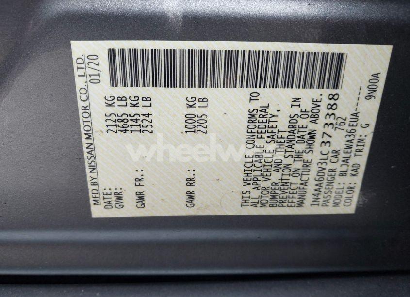 Photo 9 of 2020 Nissan Maxima SL XTRONIC CVT (VIN 1N4AA6DV3LC373388)