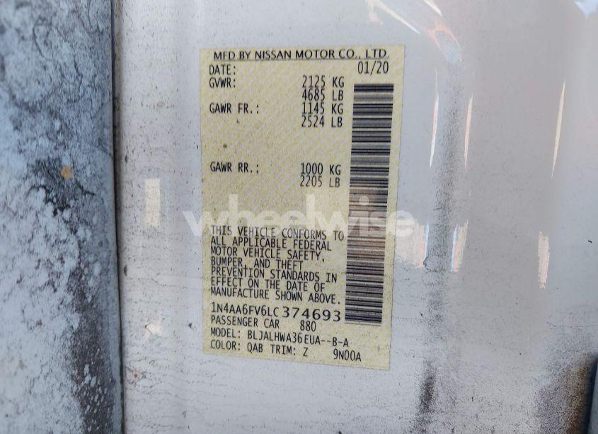 Photo 9 of 2020 Nissan Maxima PLATINUM XTRONIC CVT (VIN 1N4AA6FV6LC374693)