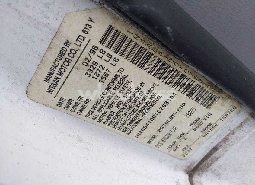 Photo 9 of 1996 Nissan Sentra E/XE/GXE/GLE (VIN 1N4AB41D0TC763104)