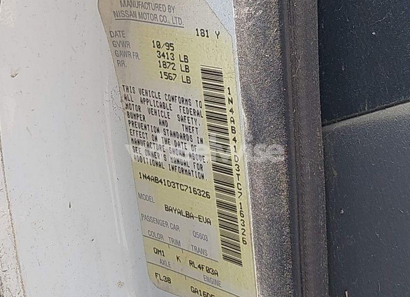 Photo 9 of 1996 Nissan Sentra E/XE/GXE/GLE (VIN 1N4AB41D3TC716326)