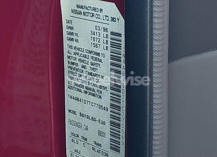 Photo 9 of 1996 Nissan Sentra E/XE/GXE/GLE (VIN 1N4AB41D7TC770549)